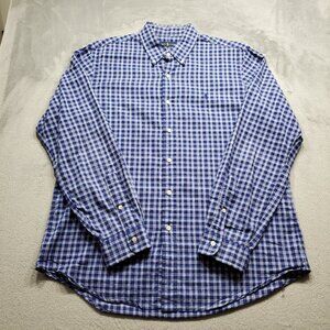 Ralph Lauren Blue Label Long Sleeve Button Down Plaid Shirt Blue White Men Sz L
